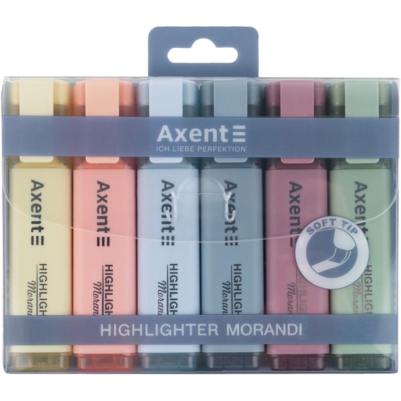 Маркер Highlighter набір 6 morandi Axent 2537-60-A, 1-5 мм клиноподібний
